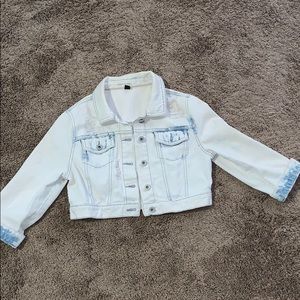 Bleached- washed cropped jean jacket